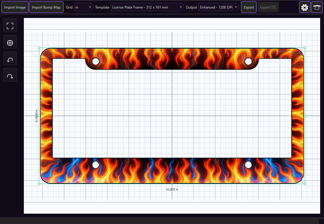 License Plate Frame artwork in PrintEx
