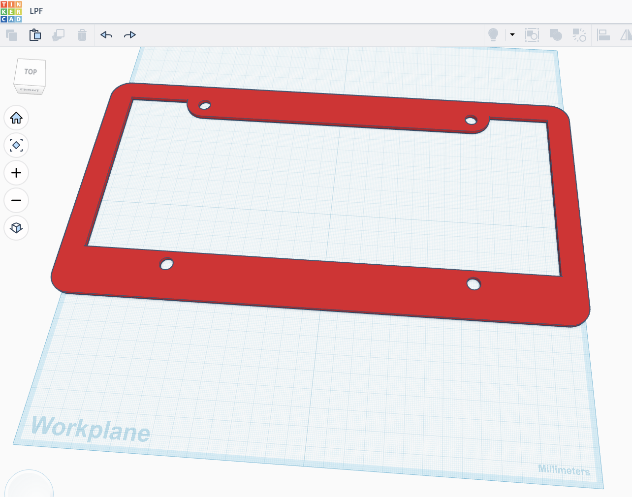Tinkercad License Plate Frame